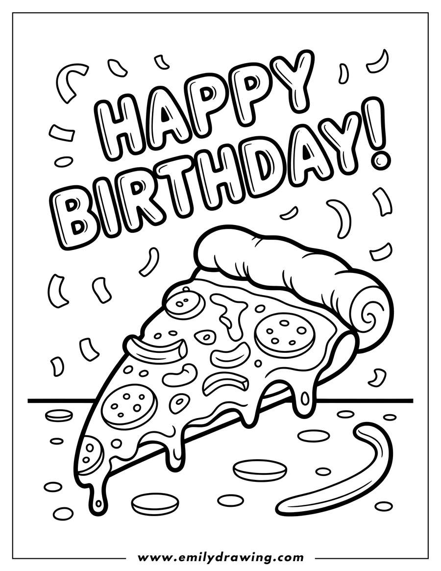 Coloring page for kids: pizza Slice