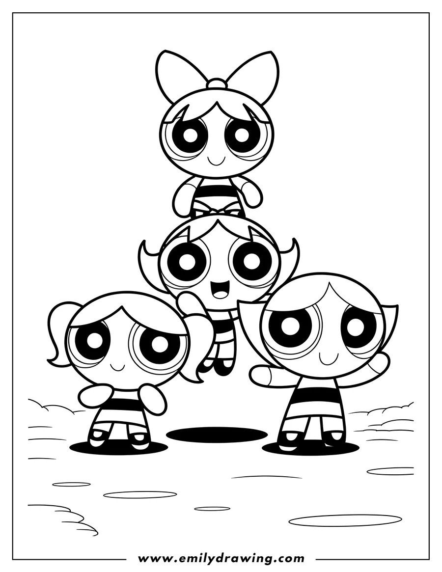 Downloadable coloring page of powerpuff Girl (Top)