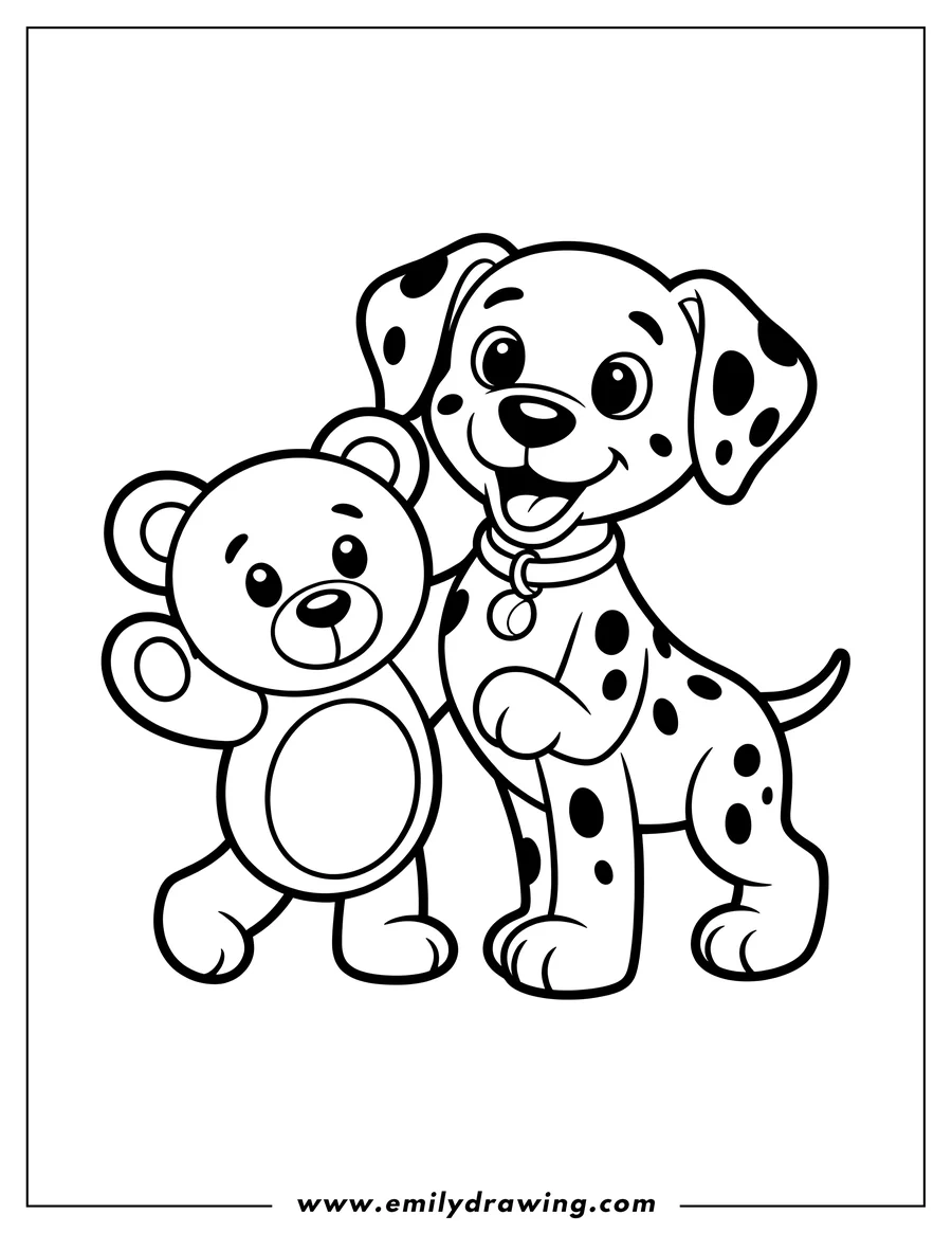 Vector style outline of dalmatian puppy