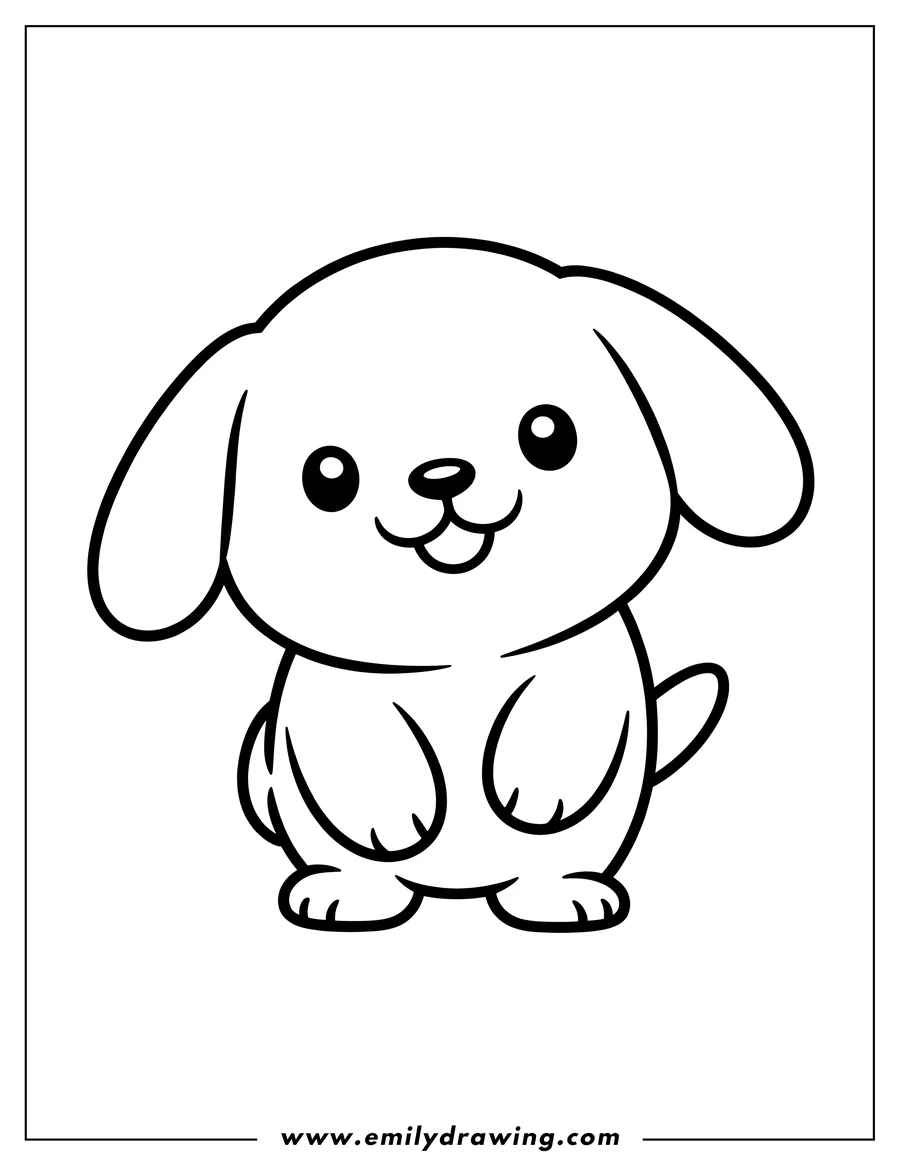 Full page coloring image of puppy