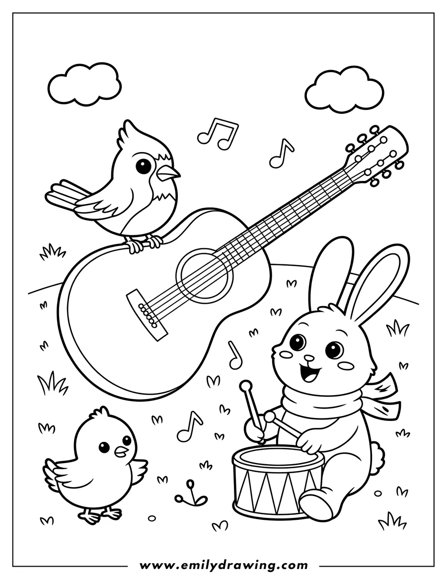 Coloring page for kids: rabbit
