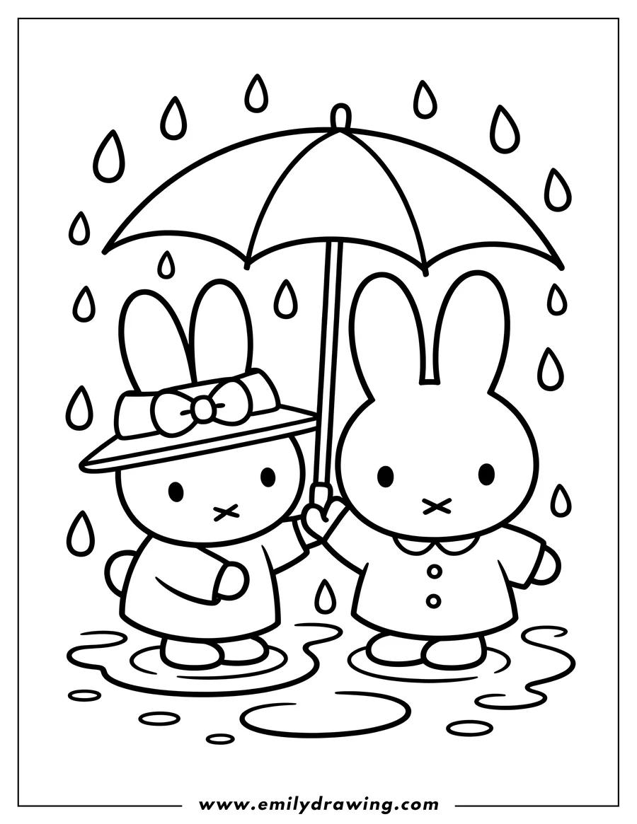 Coloring page for kids: rabbit