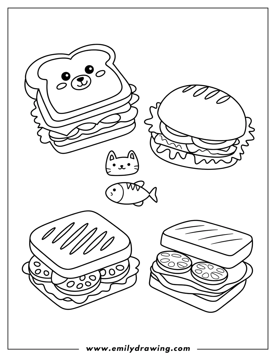 Simple sketch of sandwich to color