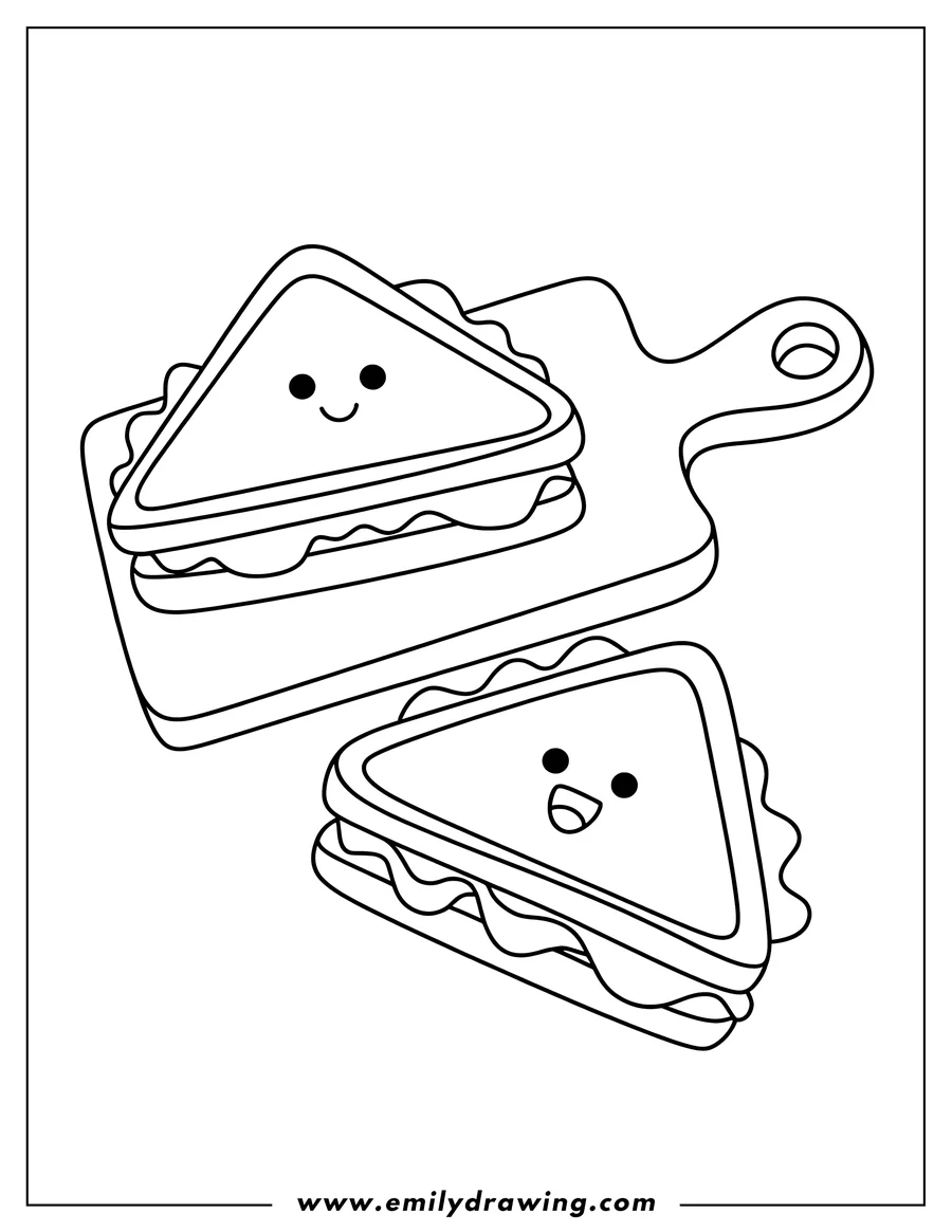 Doodle style coloring picture of sandwich