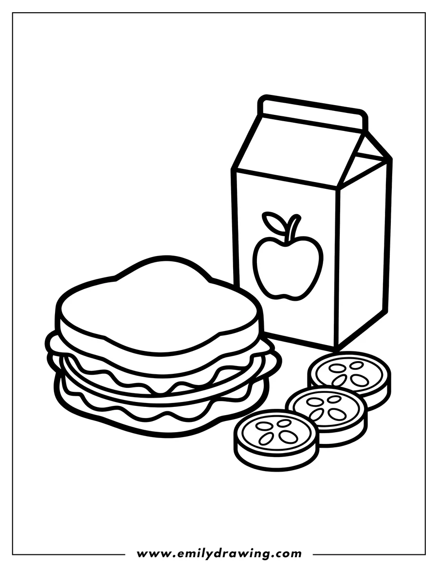 Doodle style coloring picture of sandwich