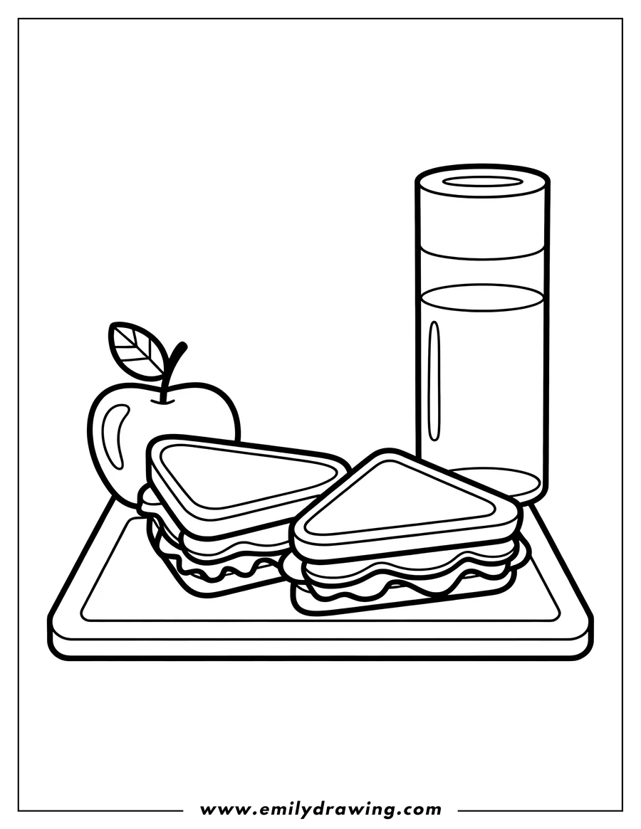 PDF style coloring page: sandwiches