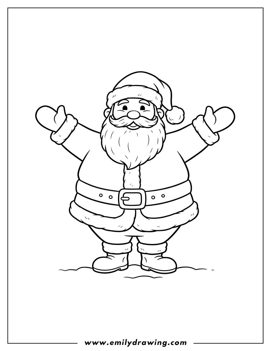Linear illustration of santa Claus