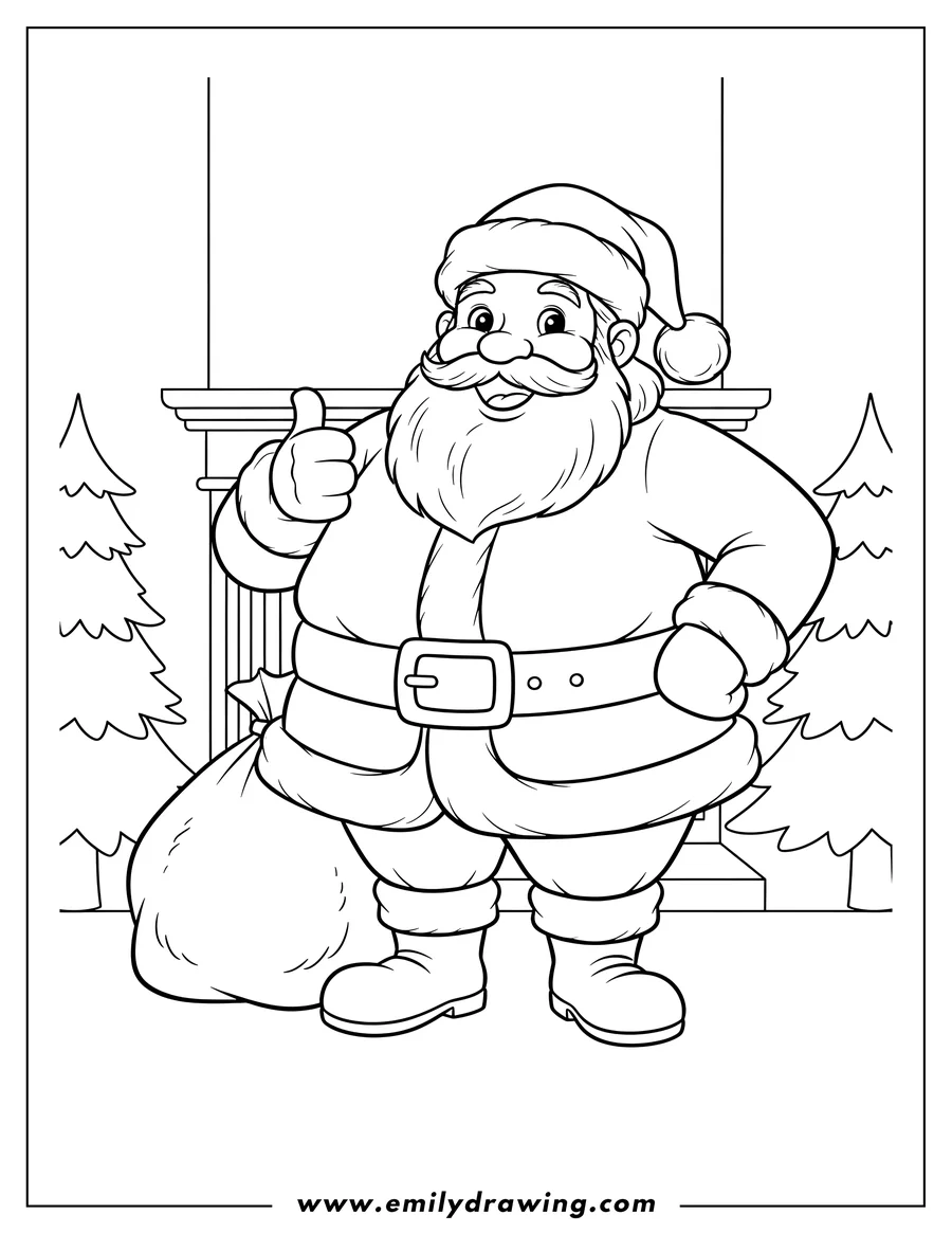 Coloring page of santa Claus