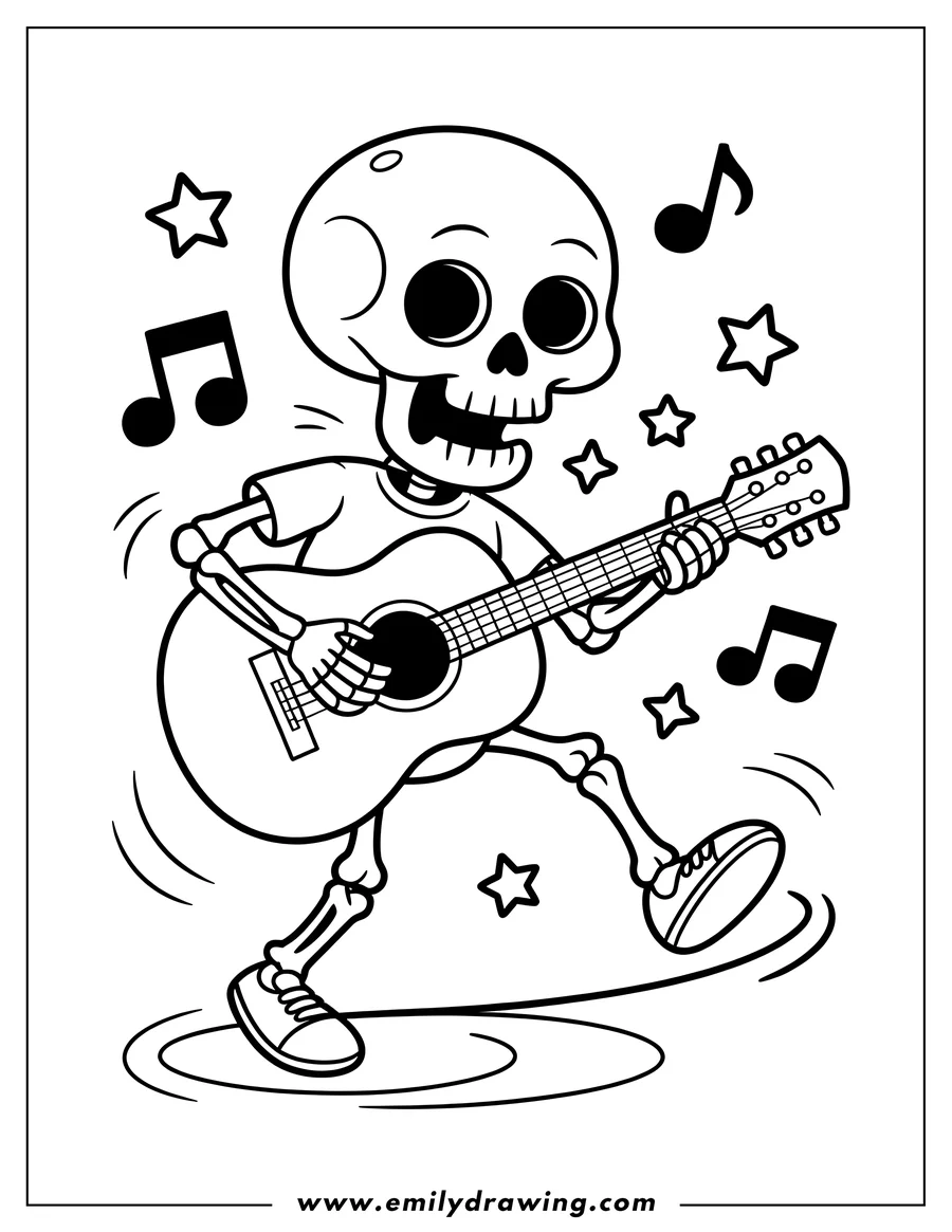 High quality printable skeleton for coloring