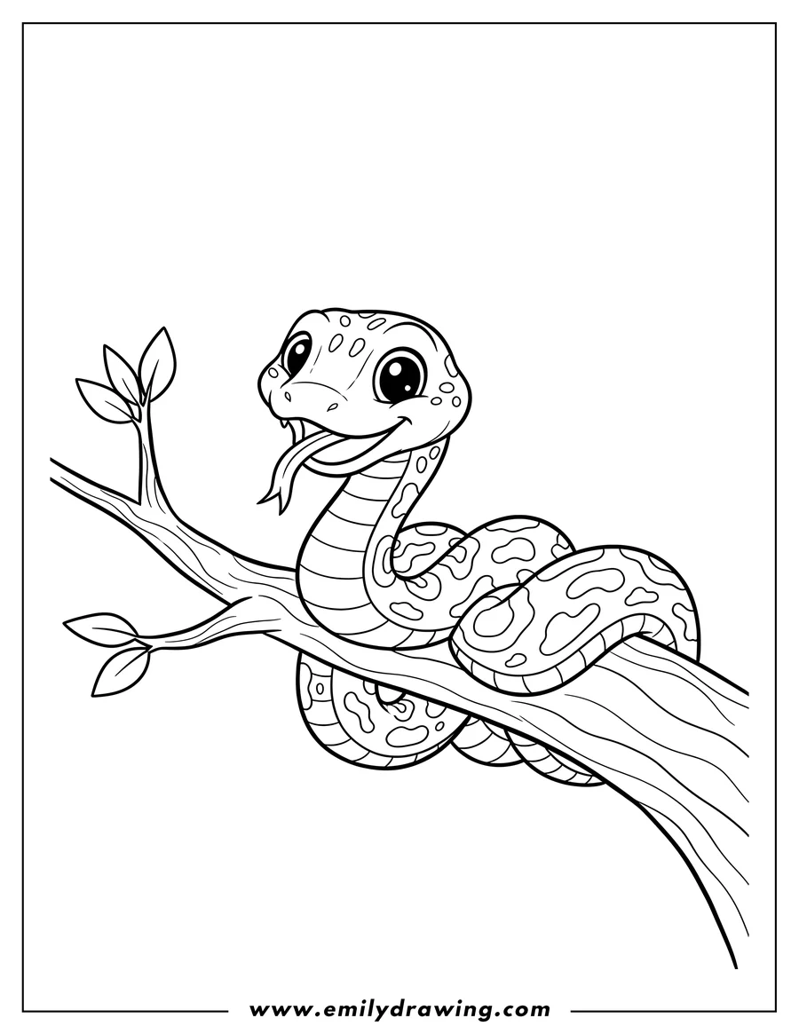 Printable coloring page of snake