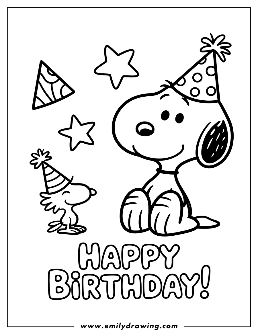 Printable coloring page of snoopy
