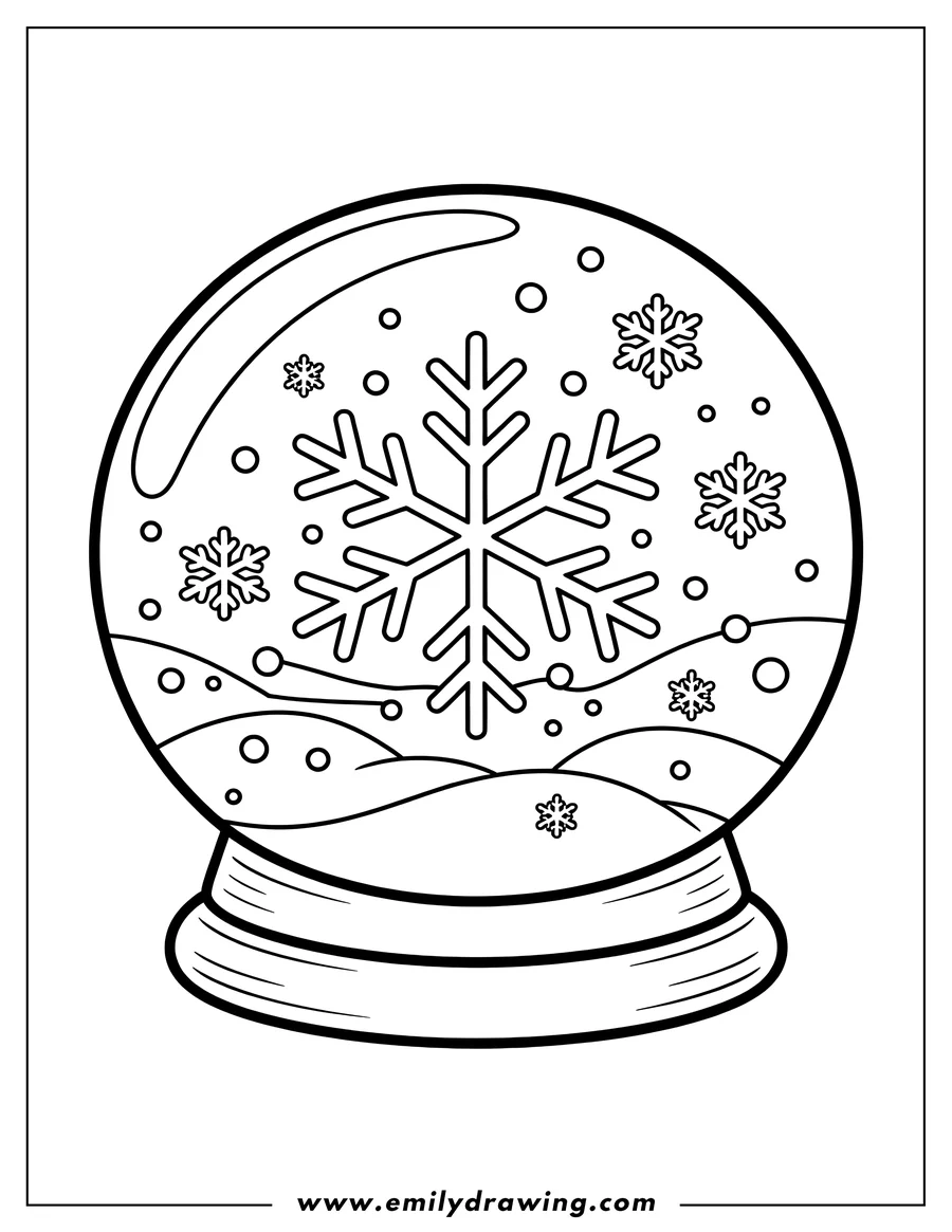 Free printable coloring sheet of snow Globe