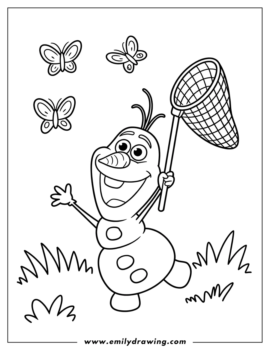 PDF style coloring page: snowman