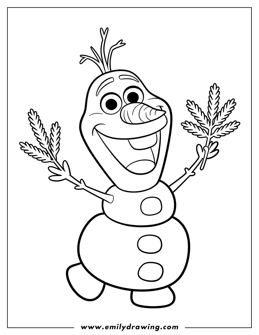 Doodle style coloring picture of snowman