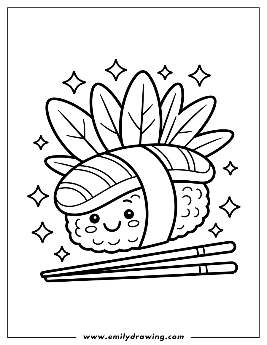 Free printable coloring sheet of sushi