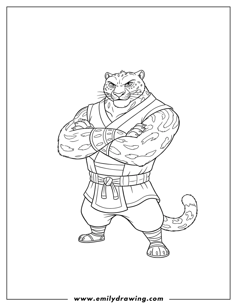 Coloring page of tai Lung, arms crossed