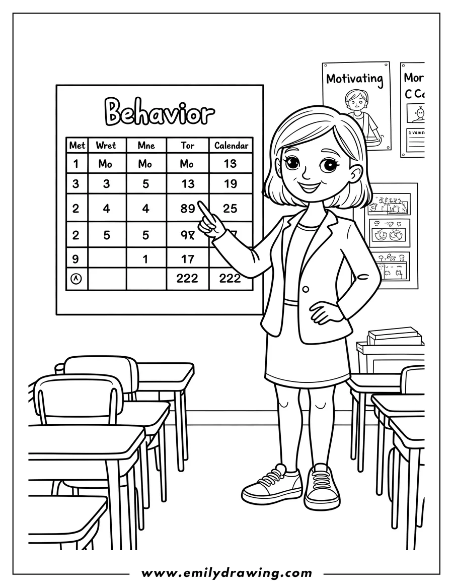 Simple sketch of teacher to color