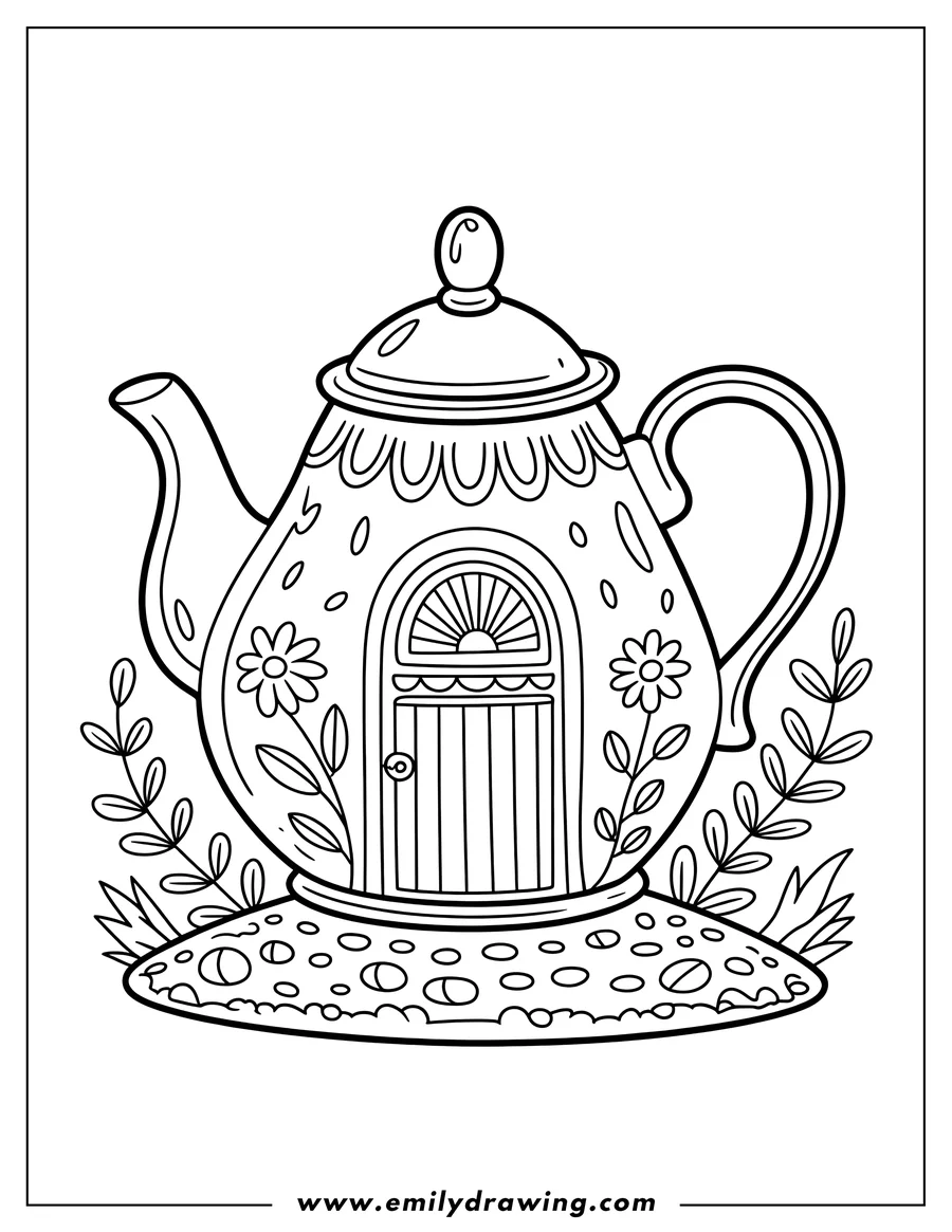 Clean line drawing: teapot House
