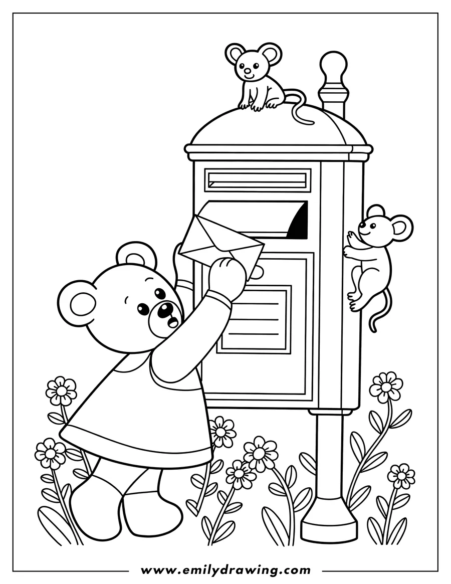 Coloring page of teddy Bear