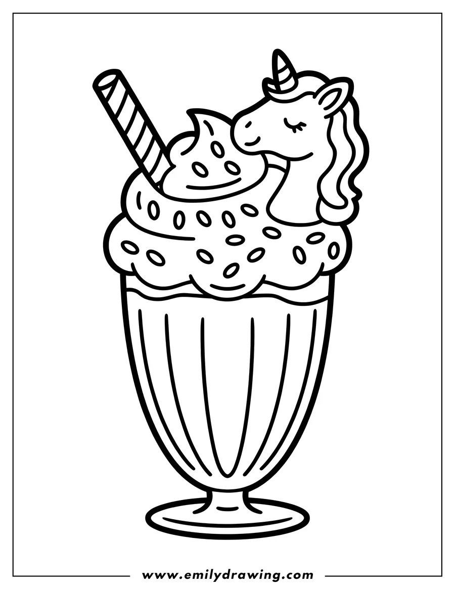 Vector style outline of unicorn