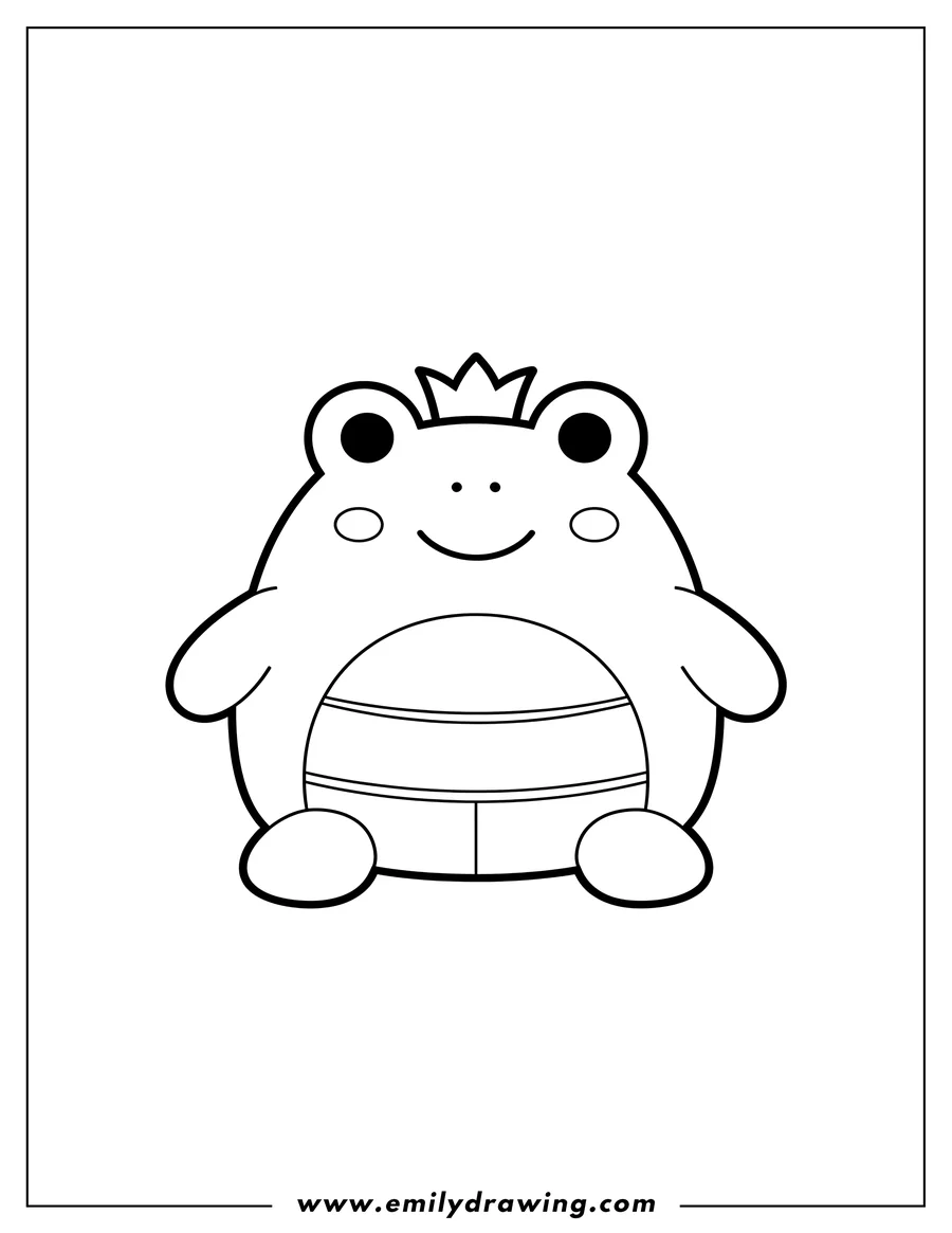Printable coloring page of wendy Frog Squishmallow, smiling with big round eyes