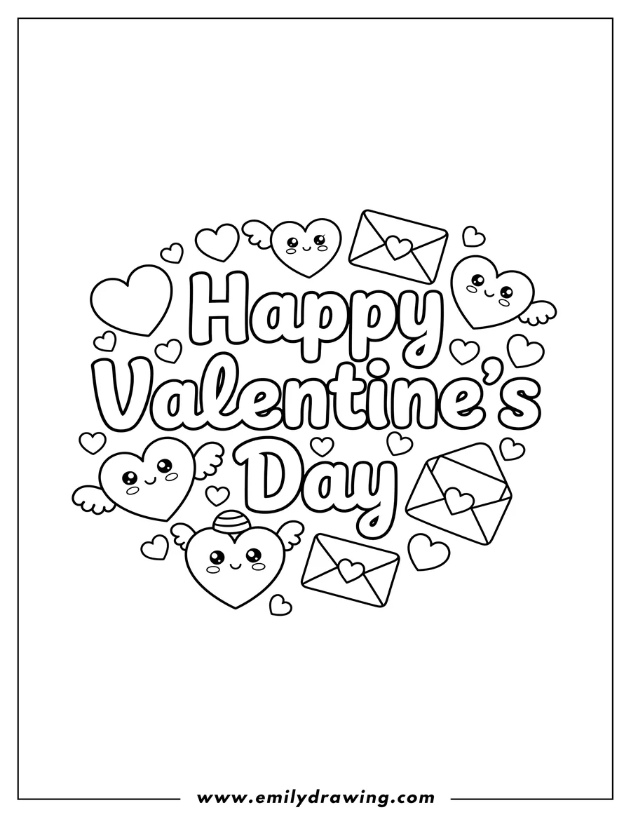 High quality printable winged Hearts for coloring