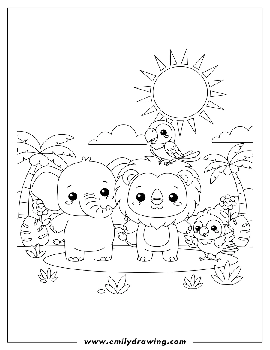 Clean line drawing: elephant