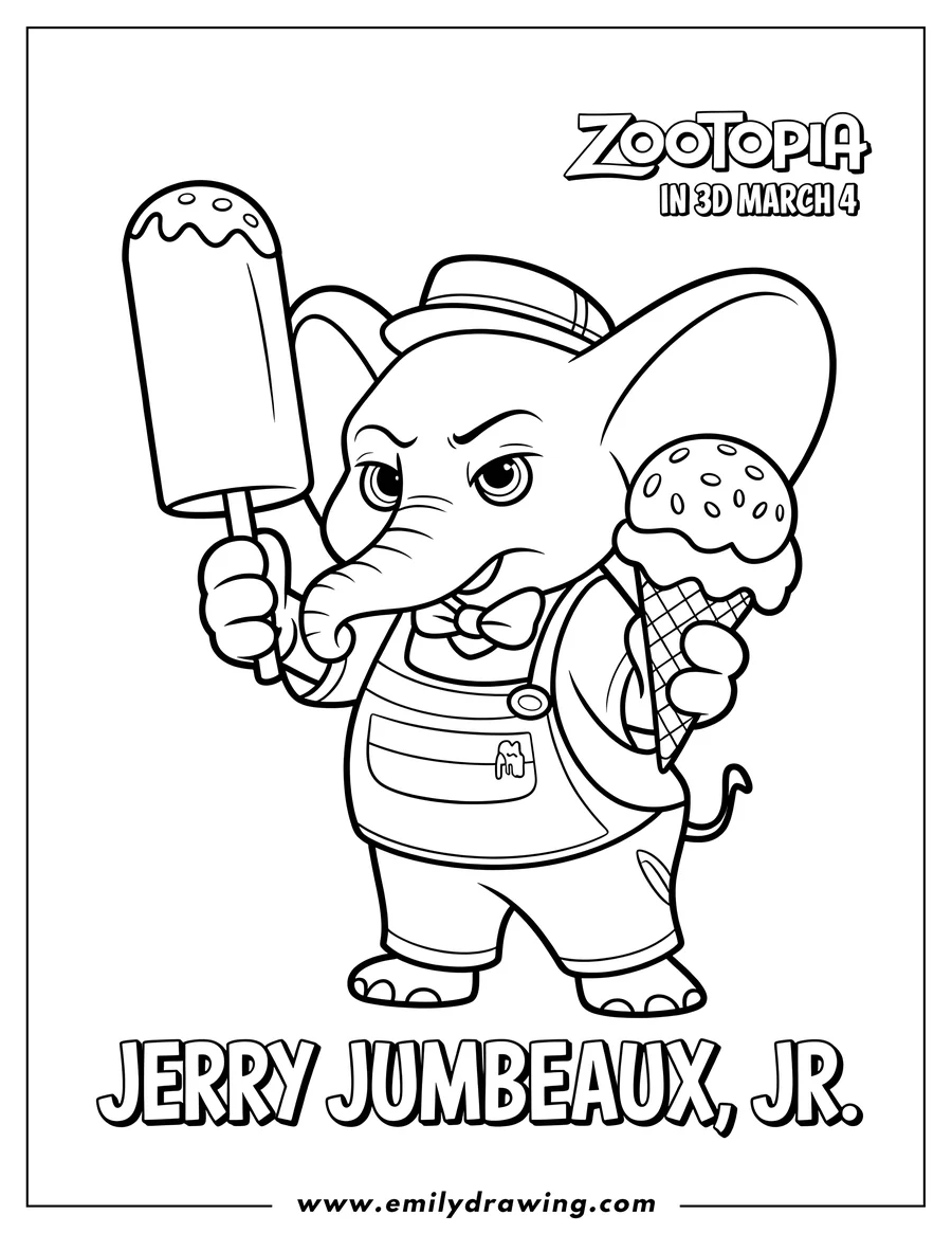 Coloring page of elephant