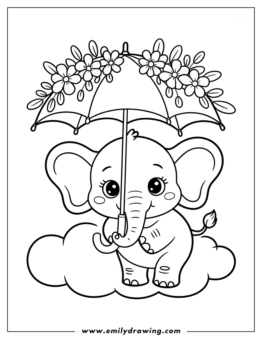 Downloadable coloring page of elephant