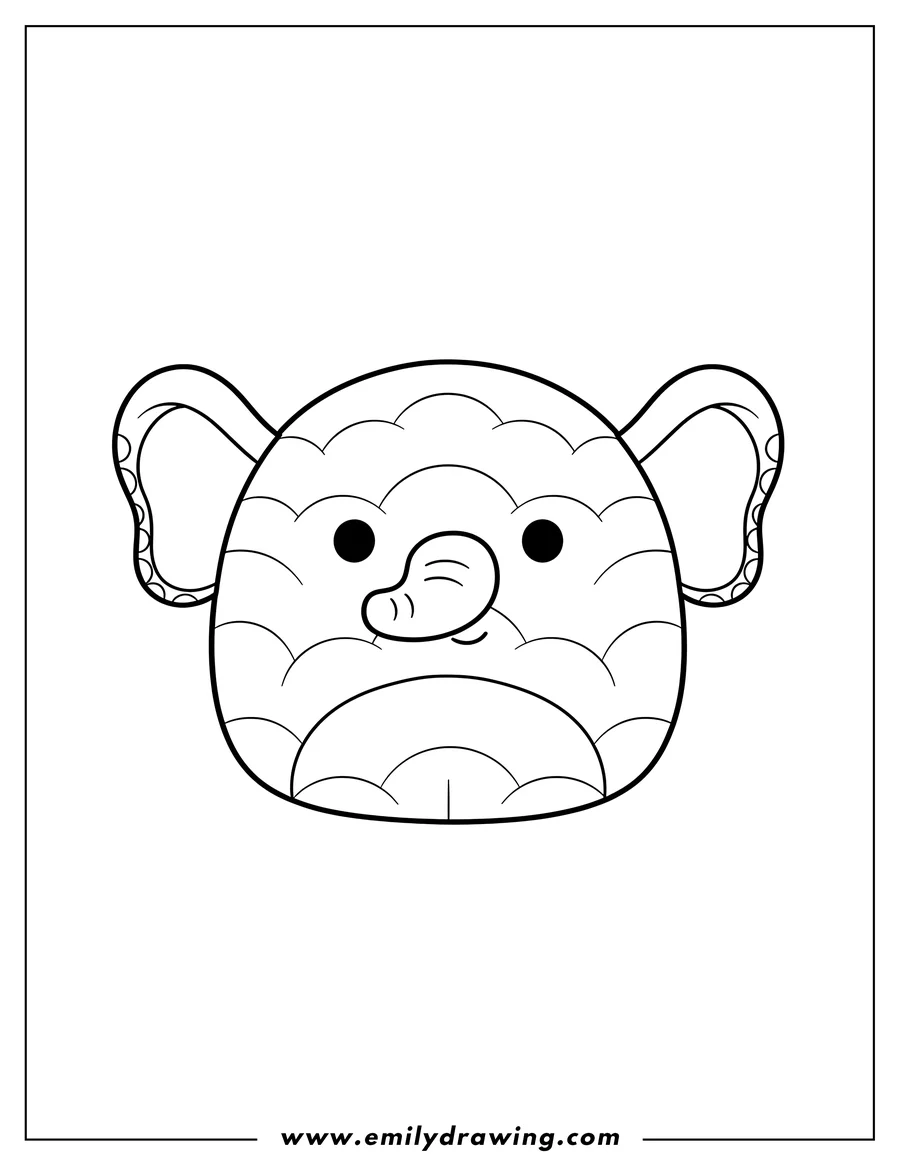 Free to print drawing of emma Elephant Squishmallow face