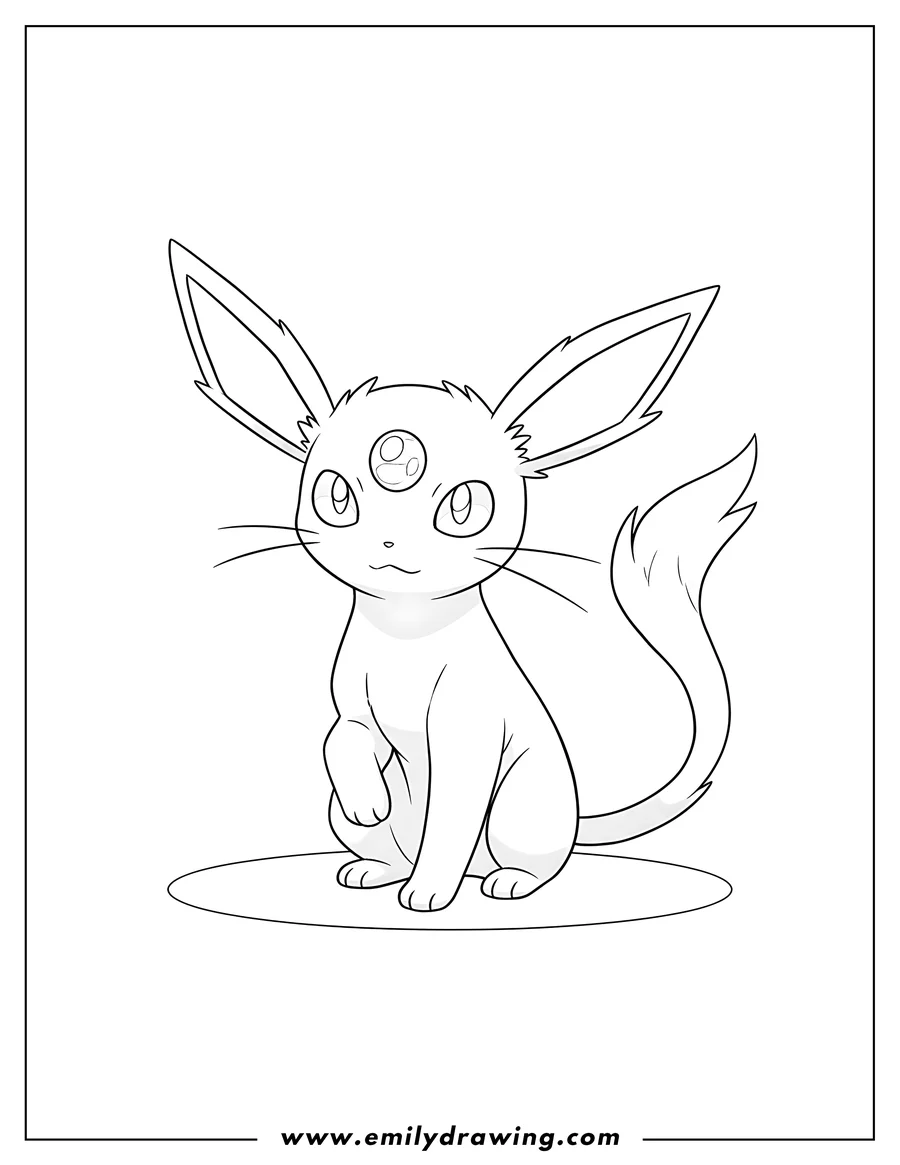 Coloring page of espeon sitting