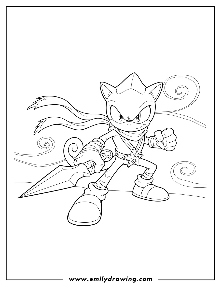Printable coloring page of espio Chameleon V2 in a dynamic, ready pose
