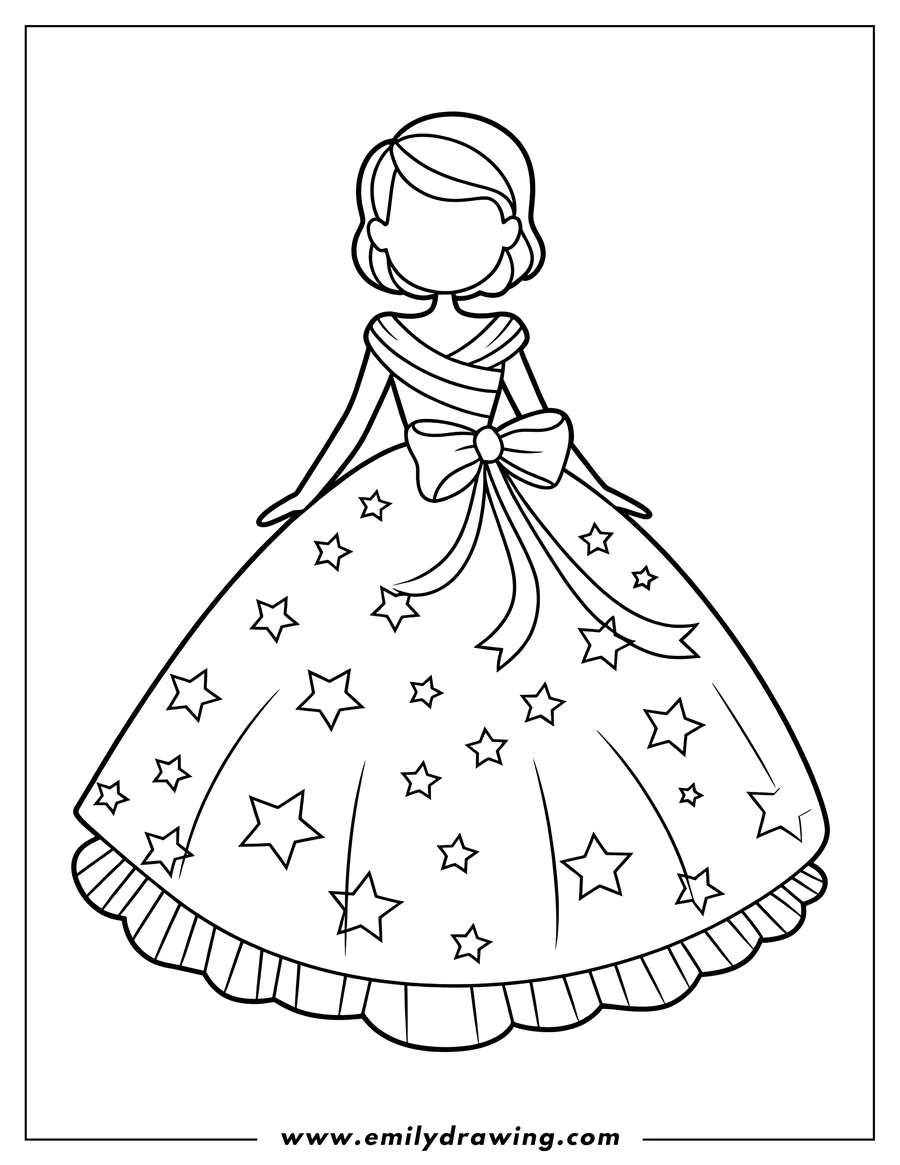 Black and white line art of girl