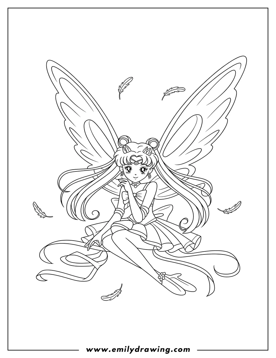 High quality printable fairy-like woman for coloring