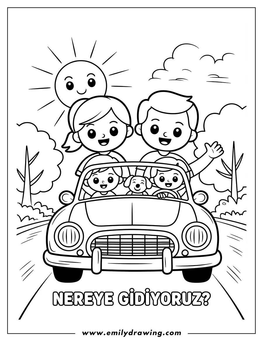 Coloring sheet featuring family