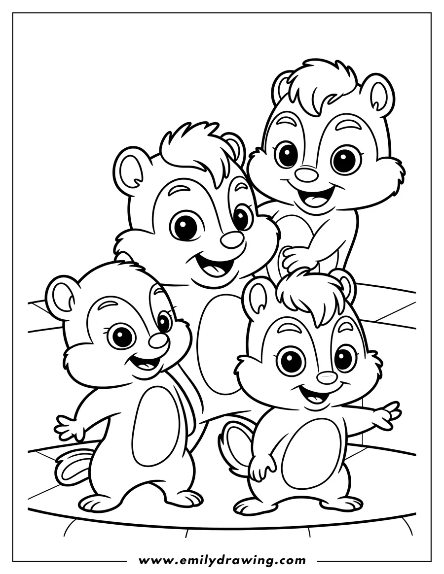 Outline drawing of chipmunk