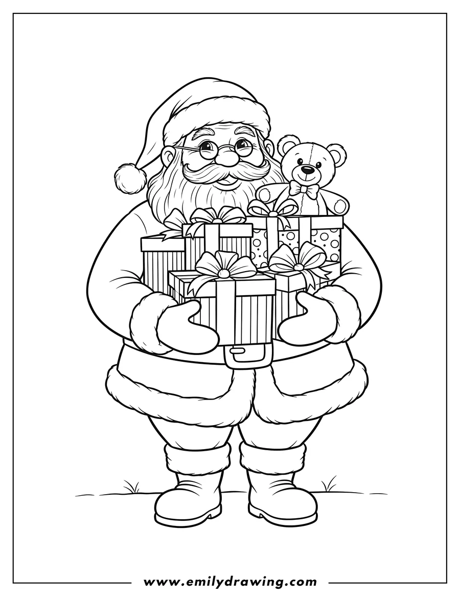 PDF style coloring page: father Christmas