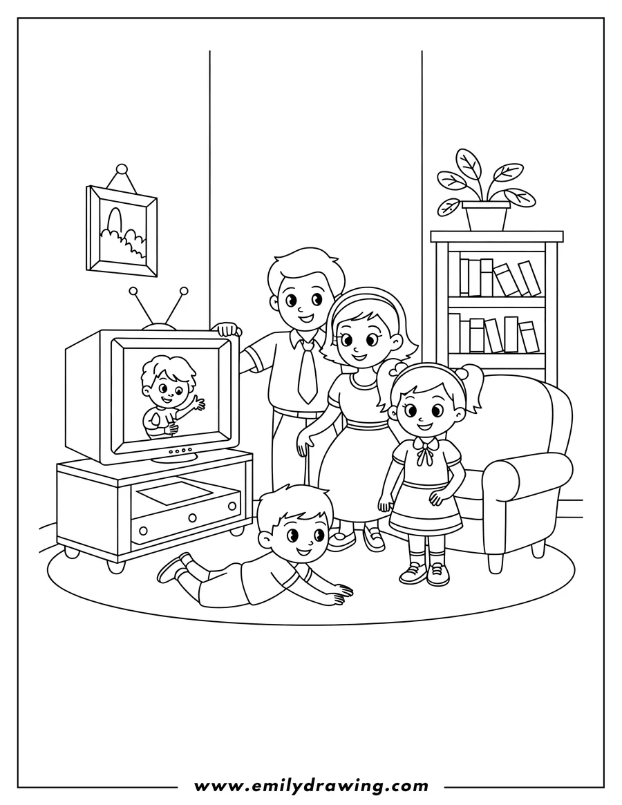 Doodle style coloring picture of father