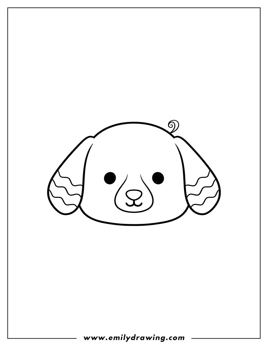 Linear illustration of fifi Dox Squishmallow head coloring page