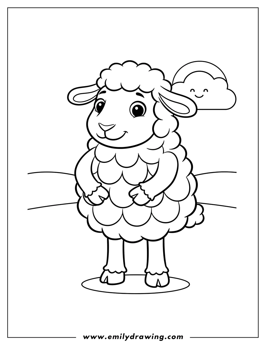 Simple sketch of flock Sheep Scaled, standing to color