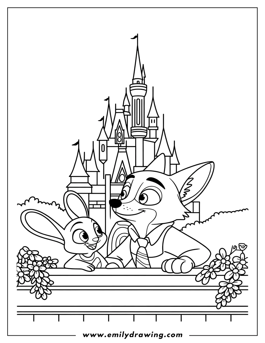 Downloadable coloring page of fox