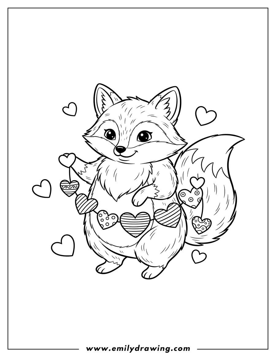 Doodle style coloring picture of fox