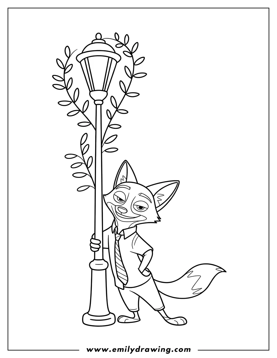 Downloadable coloring page of fox