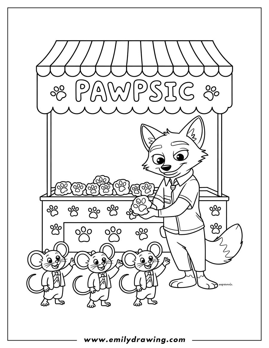 Free printable coloring sheet of fox