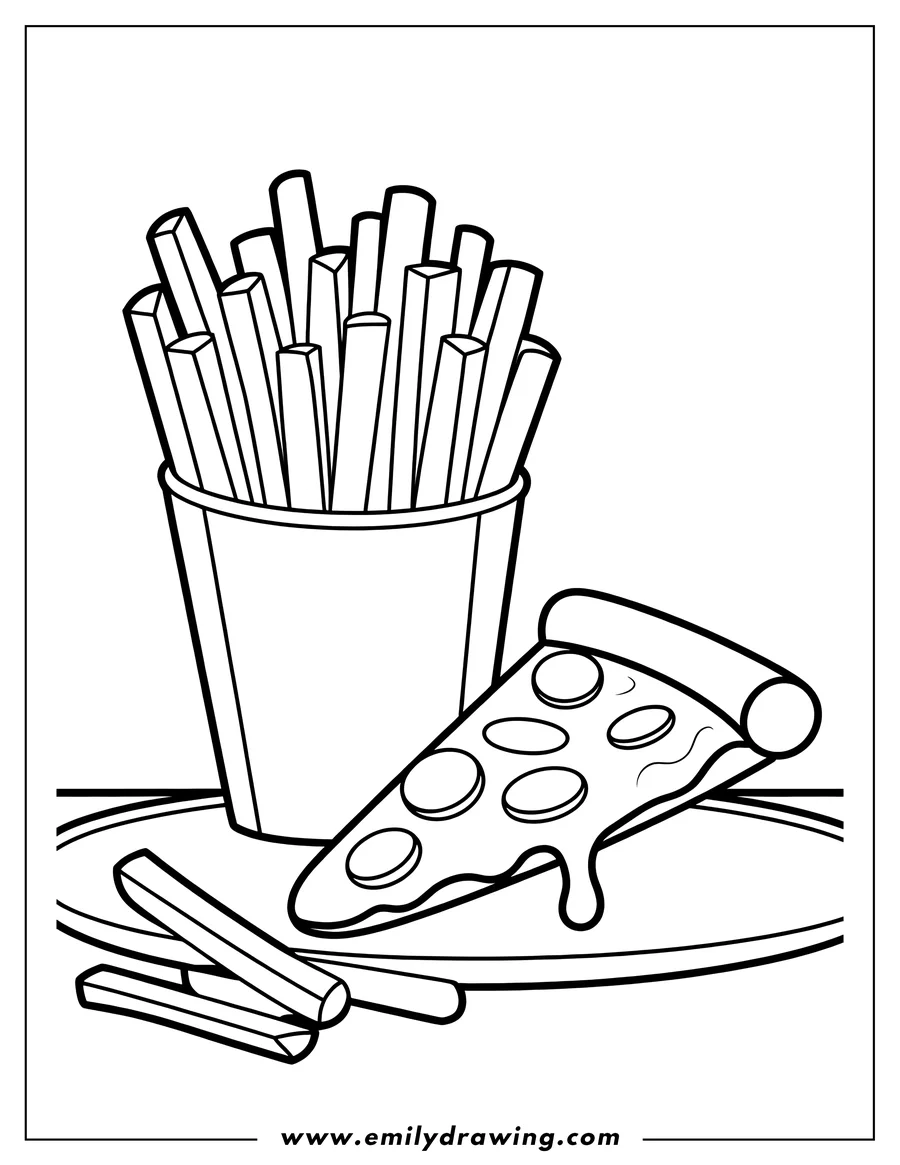 Coloring page of french Fries