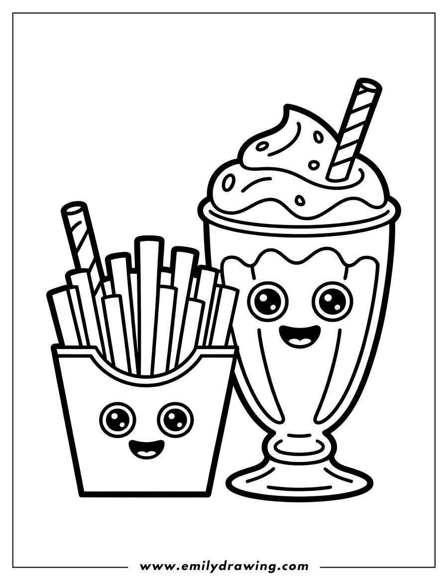High quality printable french Fries for coloring