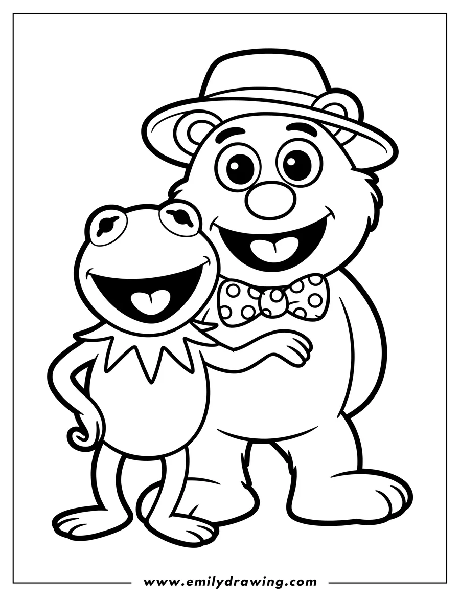 Doodle style coloring picture of frog