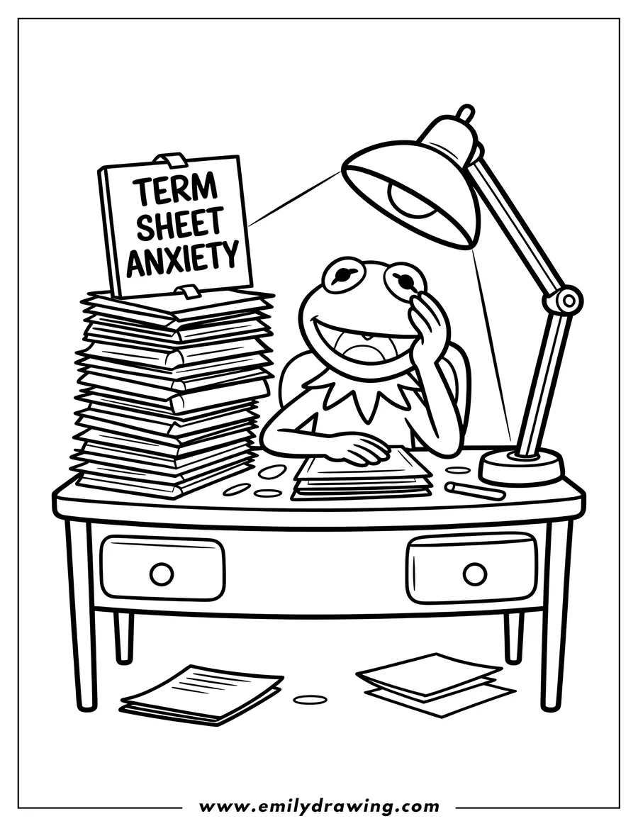 Clean line drawing: frog Character