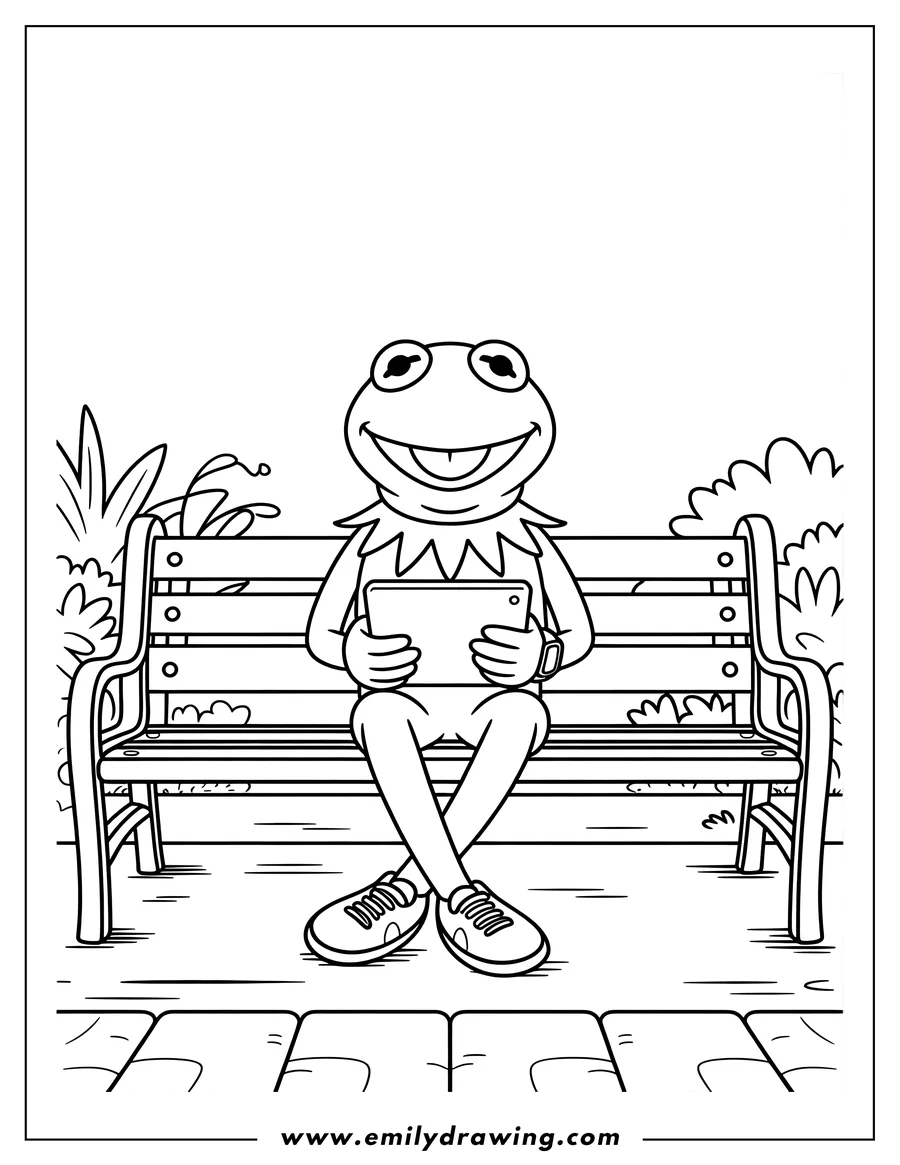 Printable line art of frog