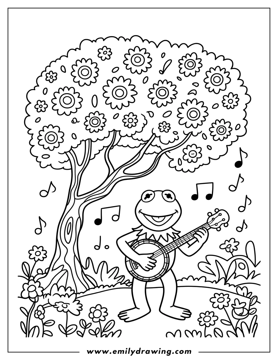 Coloring page for kids: frog